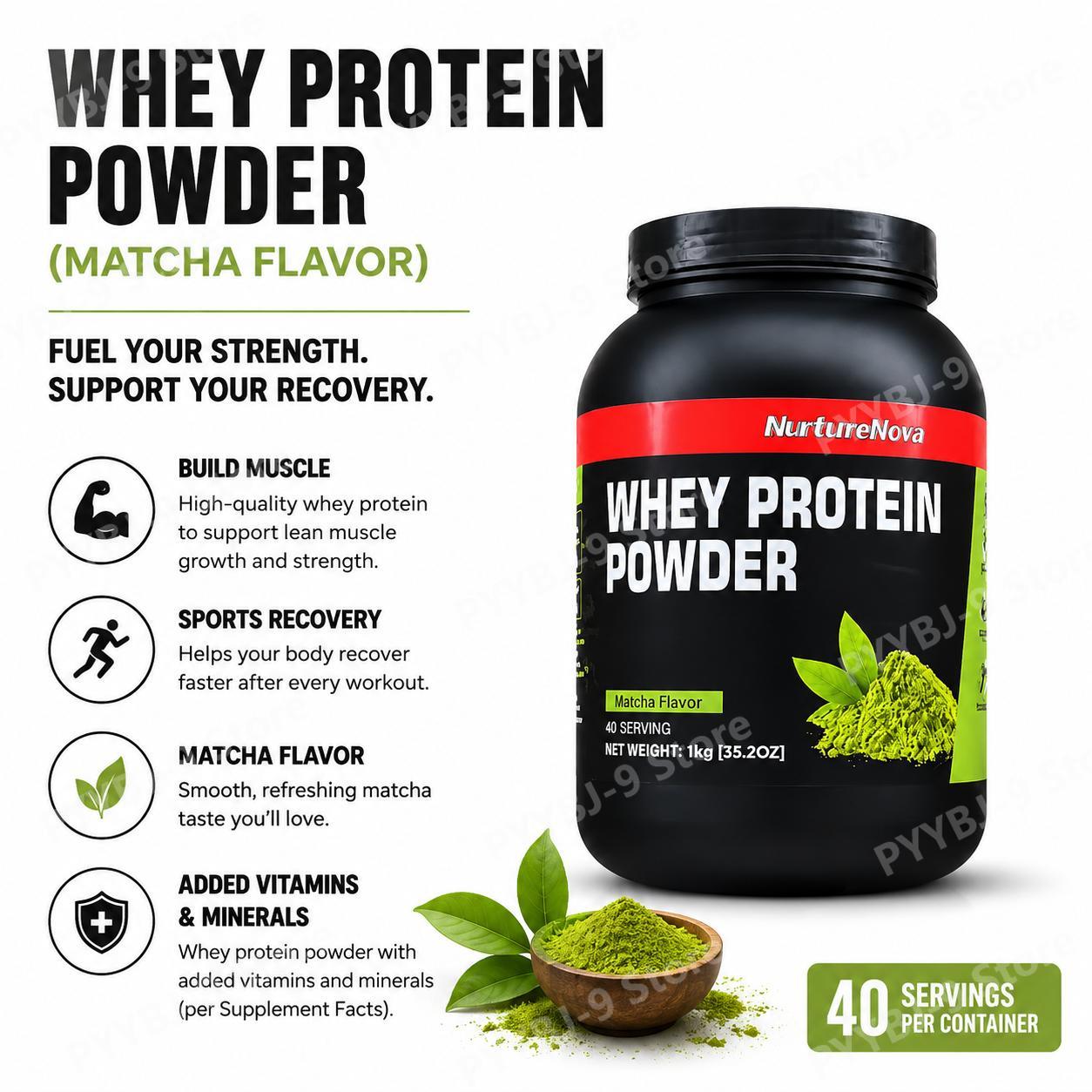 Nutrition For Fitness And Sports - 너처노바 웨이 프로틴 파우더 말차맛 근육